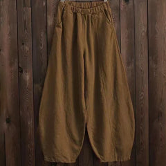 Cotton Linen Style Bloomers Wide Leg Pants